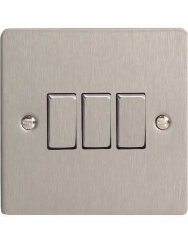 10A 3 Gang 2 Way Switch Brushed Chrome