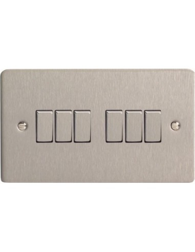 10A 6 Gang 2 Way Switch Brushed Chrome