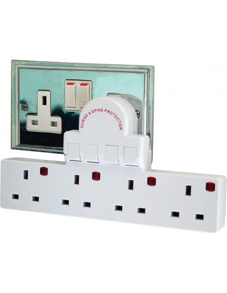 4 Way Switched Surge Protected Plug in Adaptor 