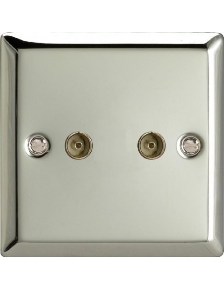 2 Gang Co-axial Socket Mirror Chrome 