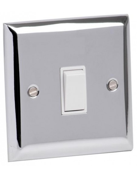 1 Gang 10A Intermediate Switch Mirror Chrome with White Inserts