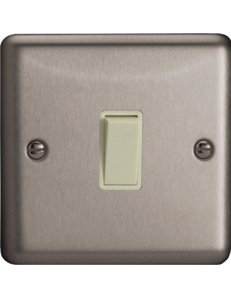 10A 1 Gang 2 Way Switch Matt Chrome with White Inserts