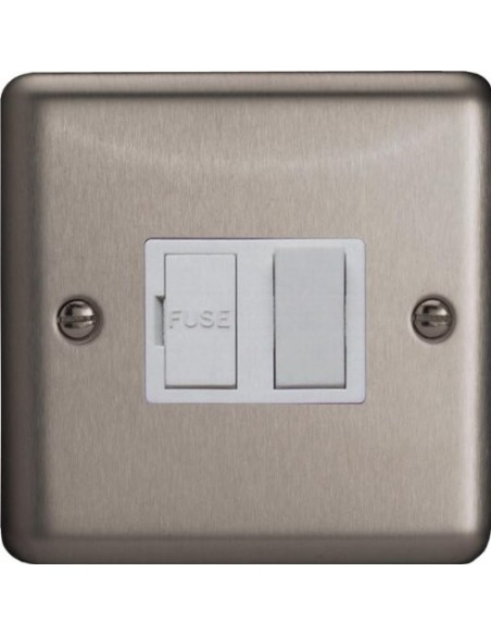 13A Switched Fused Spur Unit Matt Chrome with White Insert