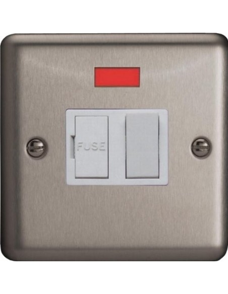 13A Fused Switched Spur with Neon Matt Chrome with White Inserts