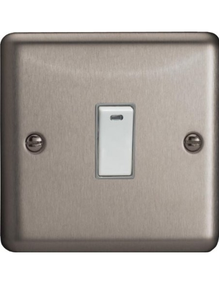 20A Double Pole Switch with Neon Matt Chrome with White Inserts