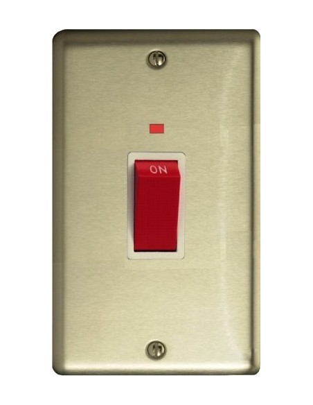 45A Cooker Switch with Neon (Double Plate) Matt Chrome