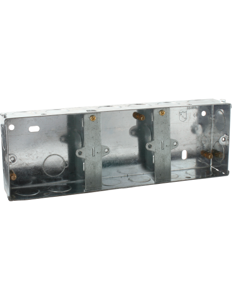 3G 35mm Deep Triple Galvanised Steel Box with fixed lug and three brass terminals