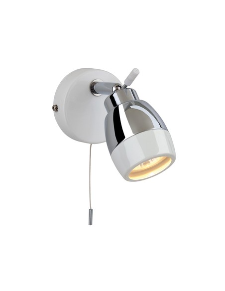 Marine Single Spot Light Flush White/Chrome with Pull Switch