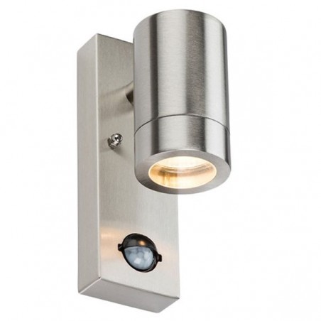 Single Wall Light With PIR - Stainless Steel - IP44