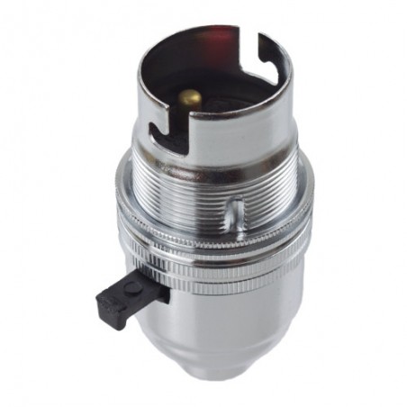 Switched Chrome Lampholder - BC