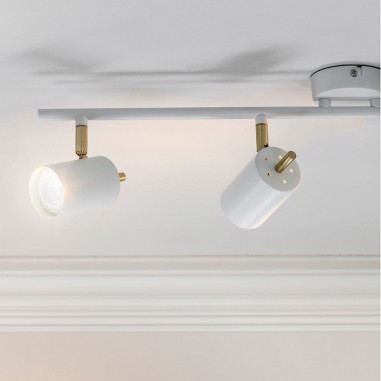 Gull 4 Bar Spotlight - Matt White & Brushed Brass Plate