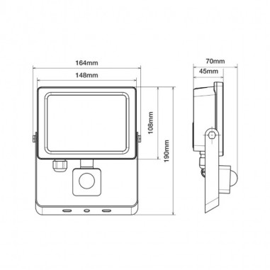 20w Slim LED Floodlight with PIR White
