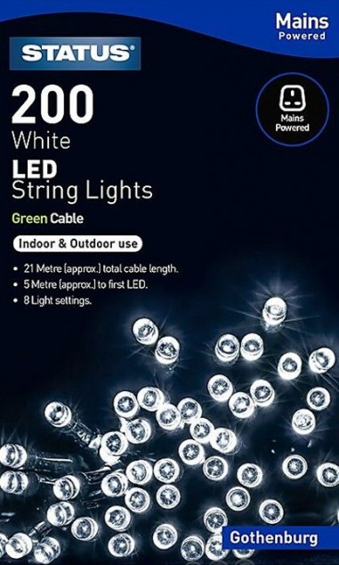 200 White LEDs with Green Cable