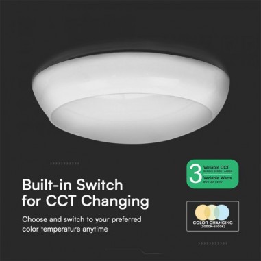20w LED Emergency Bulkhead with Emergency Battery & Sensor - Switchable wattage & colour temperature