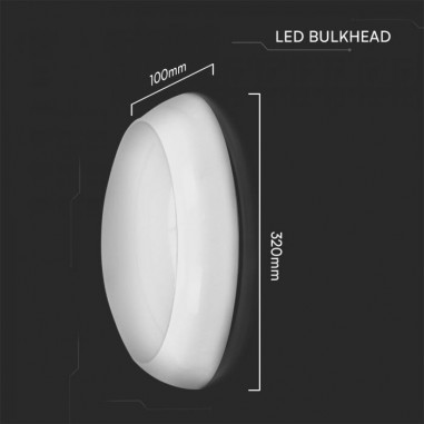 20w LED Emergency Bulkhead with Emergency Battery & Sensor - Switchable wattage & colour temperature