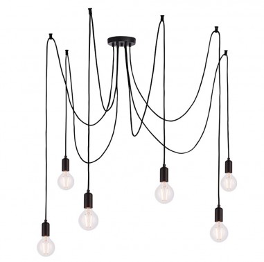 Studio 6 Light Vintage Pendant - Matt Black