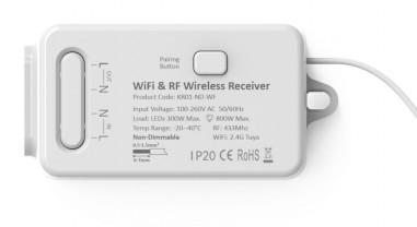 1 Channel Kinetic Switch Receiver Non-Dimmable Smart Wifi+Bluetooth White