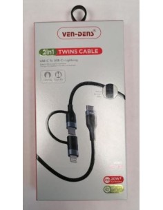 USB C to USB C + Lightning Cable- 20w - 1m