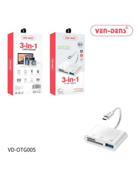3 in 1 Card Reader - USB C plug to USB A  + SD + TF