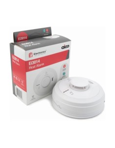 Ei3014 Mains Interlinked Heat Alarm with 10 year Rechargeable Lithium Cell Back-u