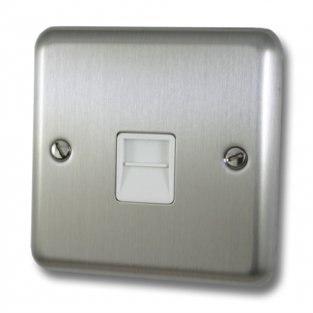 Telephone Slave Socket Flush - Matt Chrome 