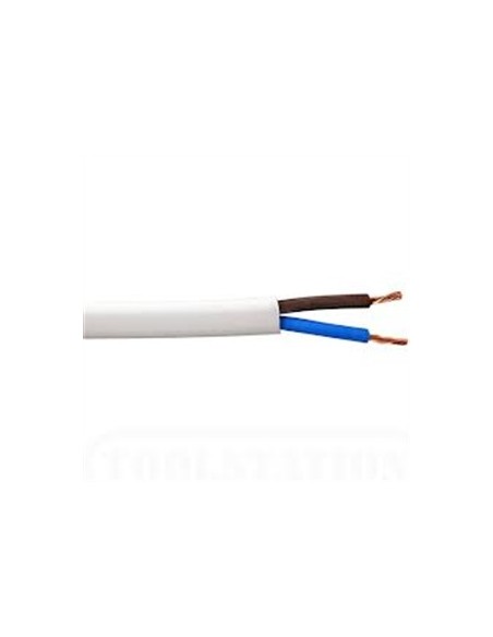 0.5mm 2 Core White PVC Flexible Cable - Oval (100m)