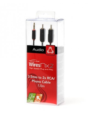3.5mm Jack Plug to 2 Phono Plug Audio Cable (1m)