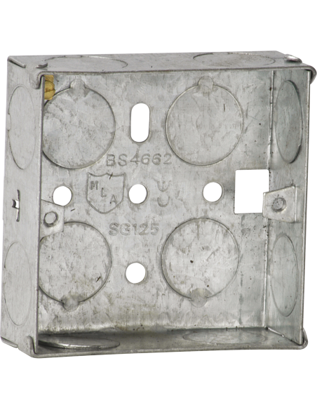 1 Gang 25mm Steel Galvanised KO Box 