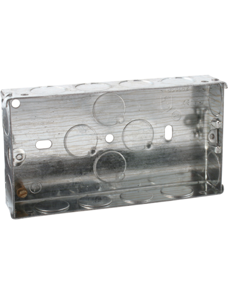2 Gang 35mm Steel Galvanised KO Box