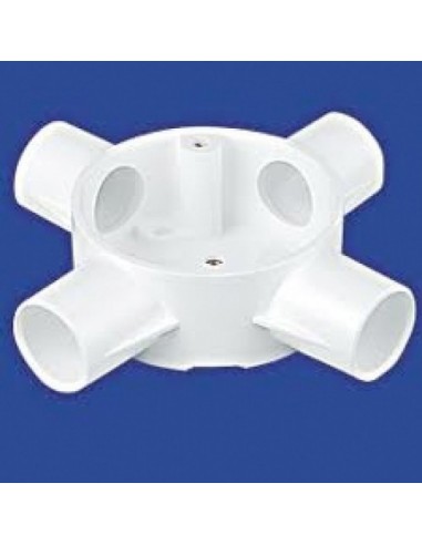 20mm White PVC 4 Way Conduit Box