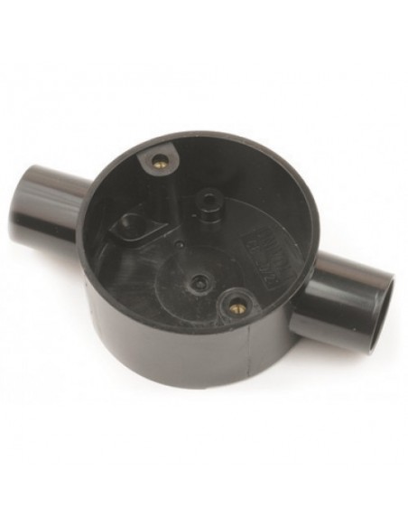 20mm Black PVC Through Conduit Box