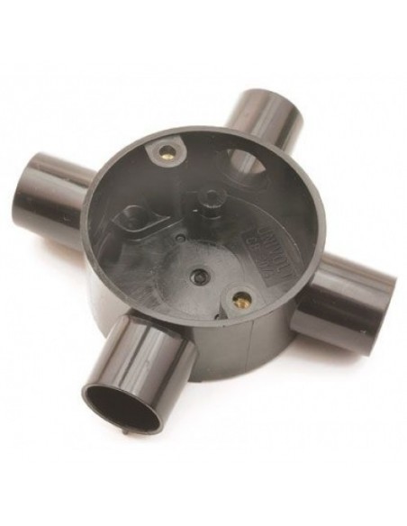 20mm Black PVC 4 Way Conduit Box