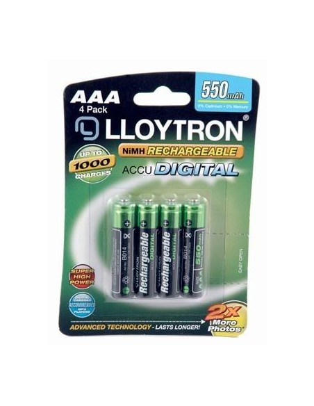 Lloytron AAA 550mAh Ni-MH Rechargeable Batteries - Pack of 4 