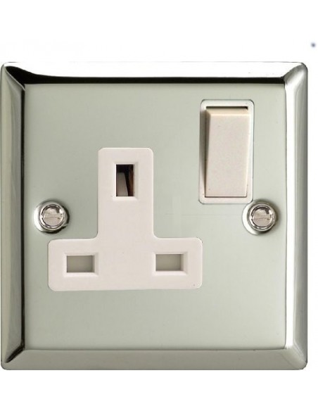13A 1 Gang Switched Socket Mirror Chrome