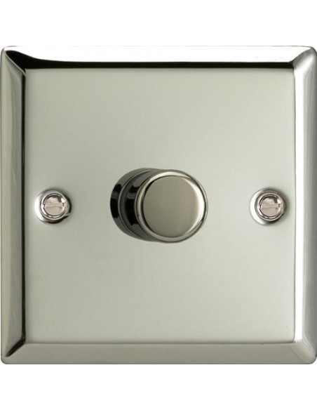 1 Gang 2 Way Push On/Off Rotary LED Dimmer Switch Mirror Chrome