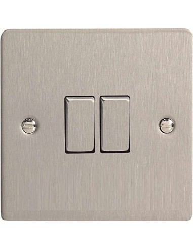 10A 2 Gang 2 Way Switch Brushed Chrome