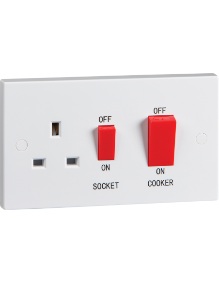 45A Cooker Switch & Switched Socket (Double Plate)