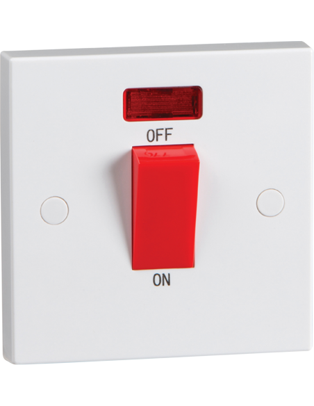 45A Cooker Switch with Neon (Single Plate)