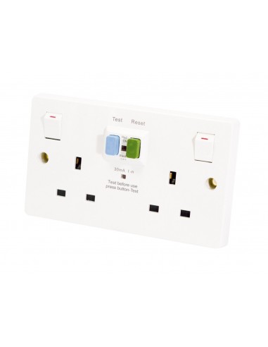 13A 2 Gang Switched Socket with RCD